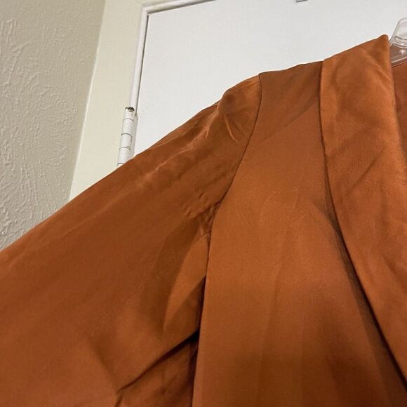 Free People Bronze orange silk collared blazer jacket size US 6 - Picture 6 of 7